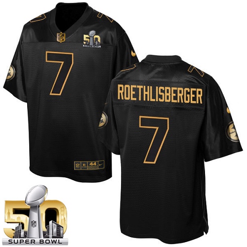 Men's Elite Ben Roethlisberger Nike Jersey Black - #7 Pro Line Gold Collection NFL Pittsburgh Steelers